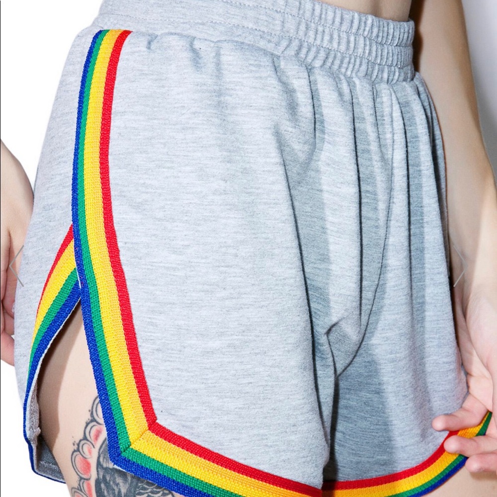 Camp Collection cotton shorts with rainbow trim.